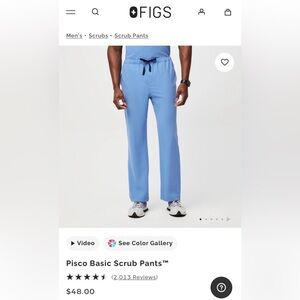 Figs Ciel Blue Pisco Basic Scrub Pants
